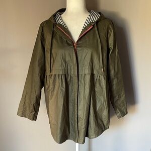 MATILDA JANE Women’s Olive Green Skies Are Grey Hooded Rain Jacket